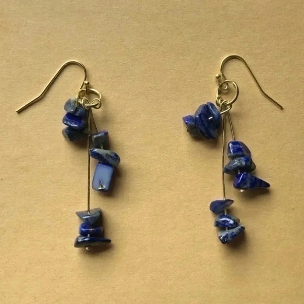 3 for $25/ Blue Sodalite 18k Plated Drop Earrings NWT